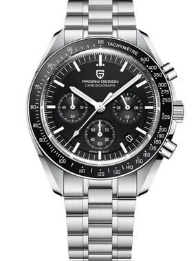 Pagani Design Stainless Steel Chronograph Watch - Black Dial Mens